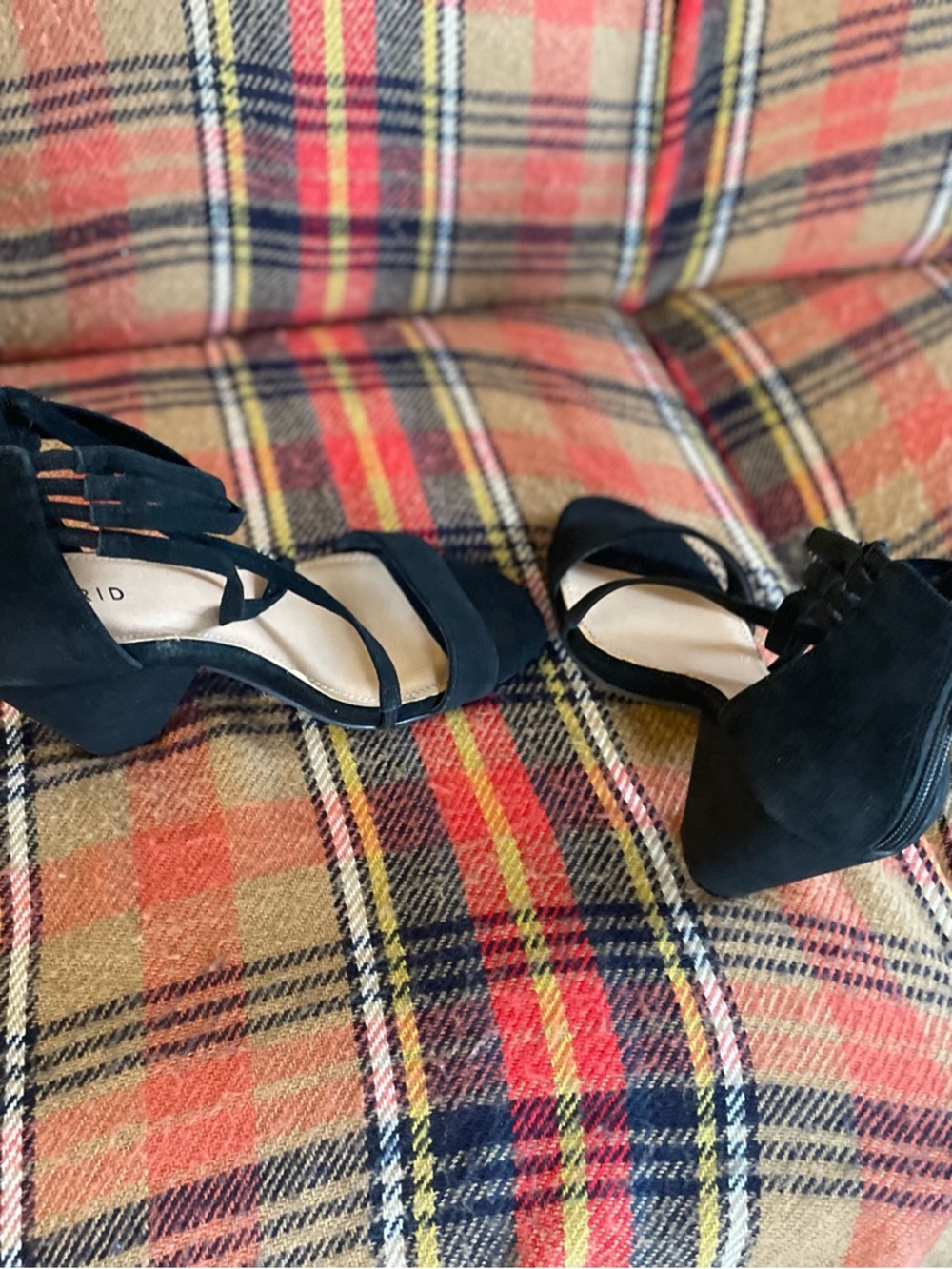 Torrid Black Suede Strappy Ankle Strap Heels Shoes Wide 8 NWOT - Picture 5 of 6
